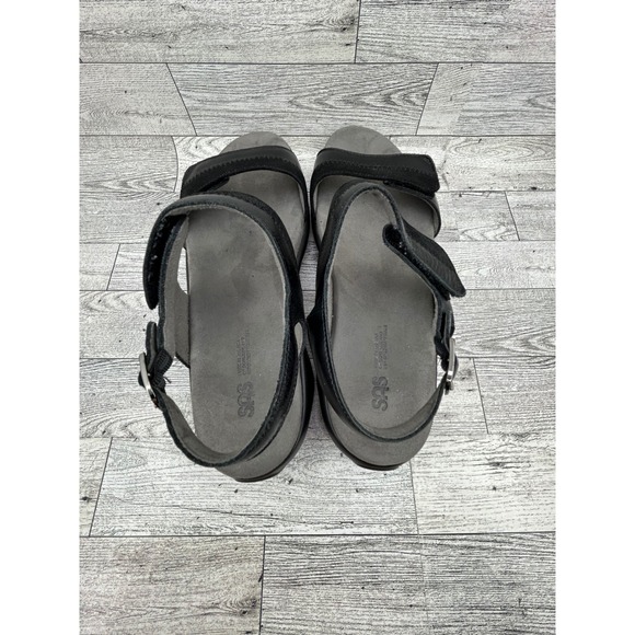 SAS Nudu Black Leather Comfort Walking Sandals Womens 9 M Made in USA - Picture 15 of 16